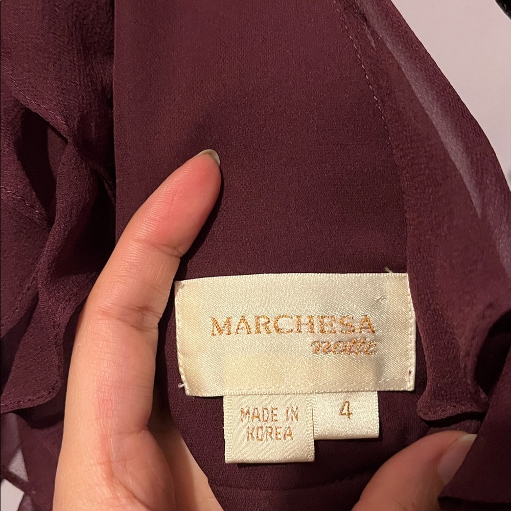 Marchesa Notte Ruffled V-Neck Dress - Picture 7 of 12